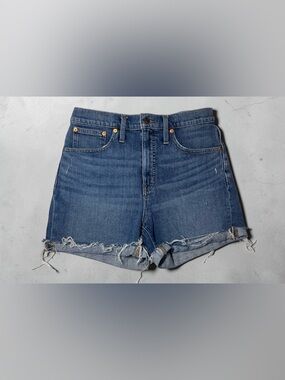 Madewell High-Rise Denim Jean Shorts Size 27 Malden Wash Cutoff Jort Blue